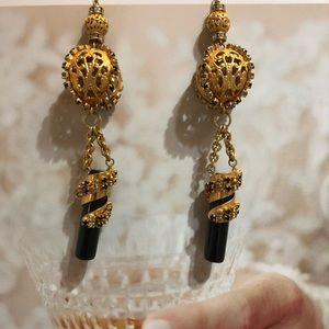 Gold and Black pierced earring